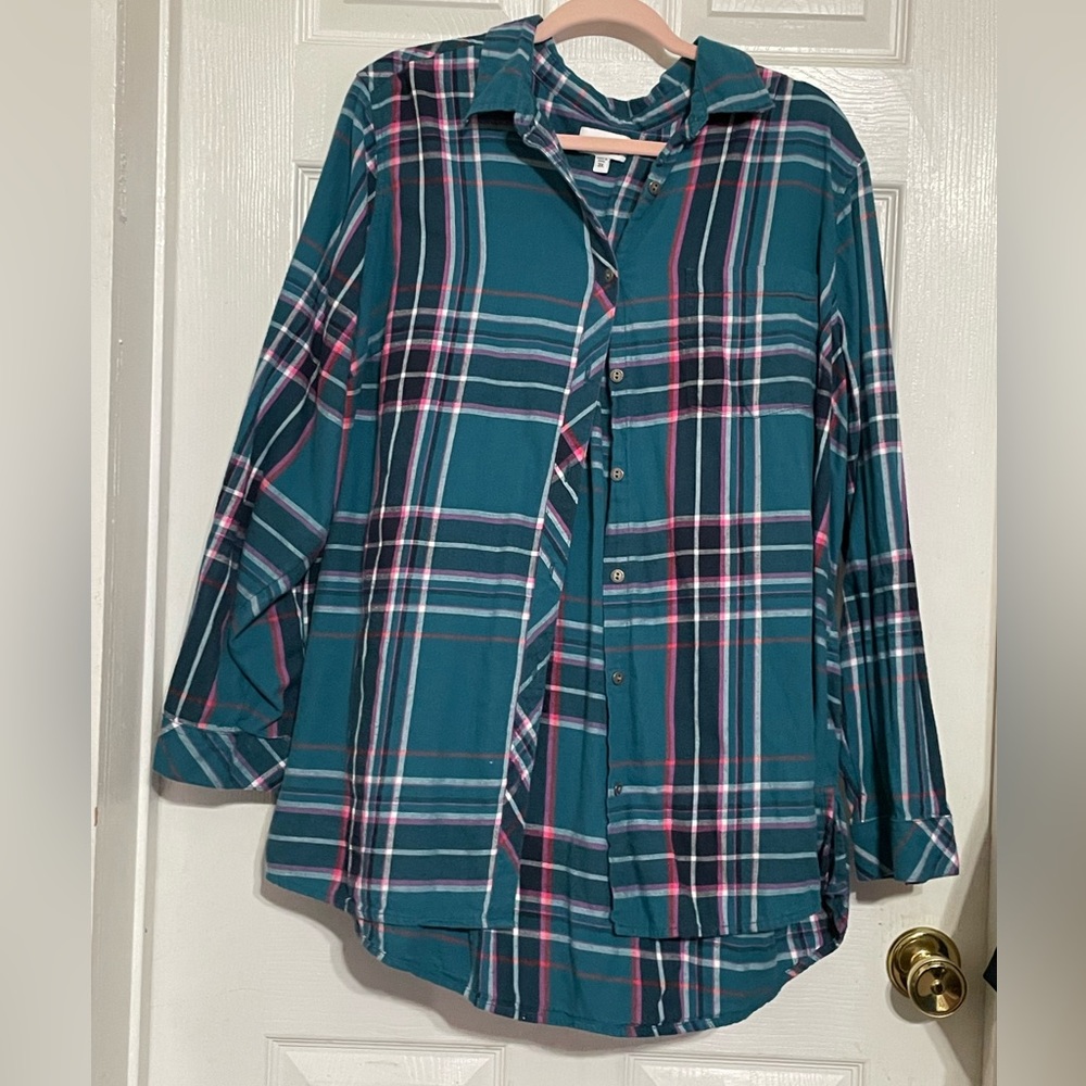 Sonoma Size 3X Teal and Pink Flannel.
